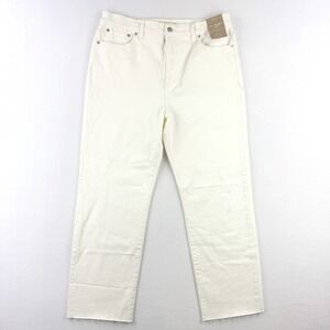 Madewell The 90s Straight Raw Crop Jeans Size 31 Womens Tile White High Rise NWT